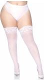 Plus size witte transparante elastaan kousen
