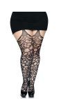 Plussize kanten kousen met jarretelgordel