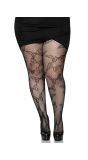 Plussize Netpanty met Vlinders Zwart