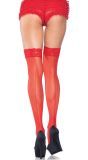 Plussize rode transparante kousen met elegante naad