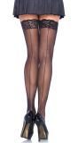 Plussize zwarte transparante kousen met elegante naad