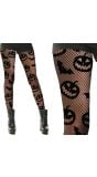 Pompoen en vleermuis panty dames halloween