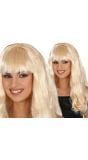 Pruik Blond Middeleeuwse Prinses met Pony Lang Haar Dames