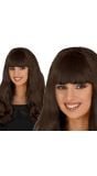 Pruik Bruin Middeleeuwse Prinses met Pony Lang Haar Dames