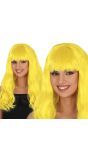 Pruik Geel met Pony Lang Haar Dames