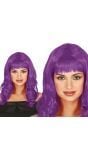 Pruik Paars met Pony Lang Haar Dames