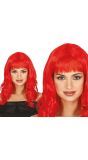 Pruik Rood met Pony Lang Haar Dames