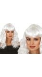 Pruik Wit met Pony Lang Haar Dames
