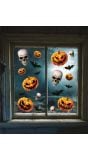 Raamdecoratie pompoen en schedel 30 x 40 cm halloween