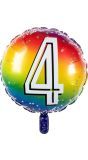 Rainbow folieballon 4 jaar