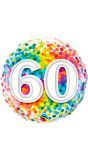 Regenboog confetti 60 jaar folieballon