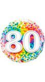 Regenboog confetti 80 jaar folieballon