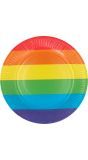 Regenboog papieren bordjes gaypride 8 stuks