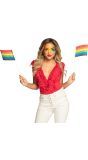 Regenboog papieren zwaaivlaggen gaypride 6 stuks