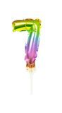 Regenboog taart topper cijfer 7 folieballon