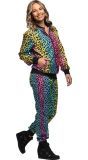 Regenboog trainingspak panterprint dames