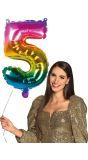 Regenboog XL folieballon cijfer 5