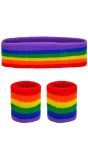 Regenboogset Hoofdband met Polsbandjes
