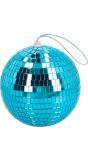 Retro blauwe disco bal 15cm