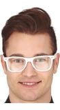 Retro Witte Feestbril met Transparante Glazen
