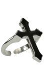 Ring Zilver met Zwart Kruis
