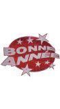 Rode Bonne Anneé glitter versiering