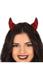 Rode duivel horen glitter haarband halloween