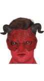 Rode duivel met horens halfmasker halloween