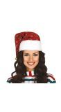 Rode glitter kerstmuts gouden sterren