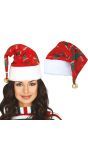 Rode glitter kerstmuts met kerstsokken