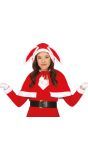 Rode kerstcape met konijnoren kind