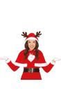 Rode kerstcape met rendieroren kind