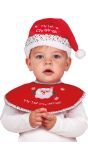 Rode kerstset baby slabbetje en muts