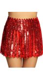 Rode Pailletten Disco Mini Rok Dames