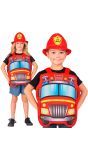 Rood Brandweerpak met Hoed Kind 110-116 cm