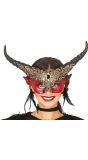 Rood duivel oogmasker met horens