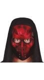 Rood hockeymasker met kap halloween