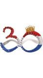 Rood-wit-blauw 30 jaar bril met kroontje