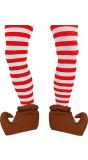 Rood wit gestreepte kerst elf panty unisex