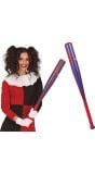 Rood/zwarte Harley Quinn honkbalknuppel 75 cm halloween