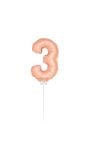 Rosé goud cijfer 3 mini folieballon