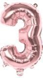 Rosegoud XL folieballon cijfer 3