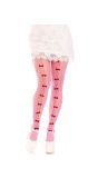 Roze gestreepte netpanty met rode strikjes dames