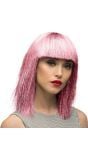 Roze Glitter Pruik Kort