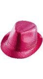 Roze pailletten hoed