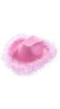 Roze pluche cowgirl hoed