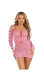 Roze tube jurk met rode strikjes dames