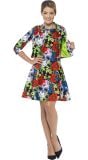 Schedel en Bloemen Jurk Dames Meerkleurig