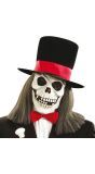 Schedel masker met hoge hoed en pruik