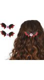 Set van 2 vleermuis met nepoog haarclips 10 cm halloween